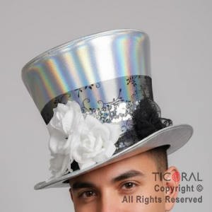 SOMBRERO GALERA LUJO IRIDISCENTE FLORES x 1